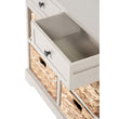 Putty pine mdc storage unit with banana leaf baskets on a white background