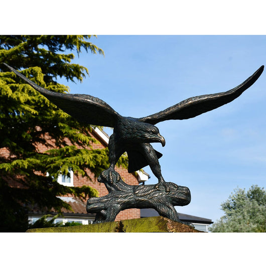 Eagle On Wood Metal Garden Sculpture Garden Sculptures Candle and Blue