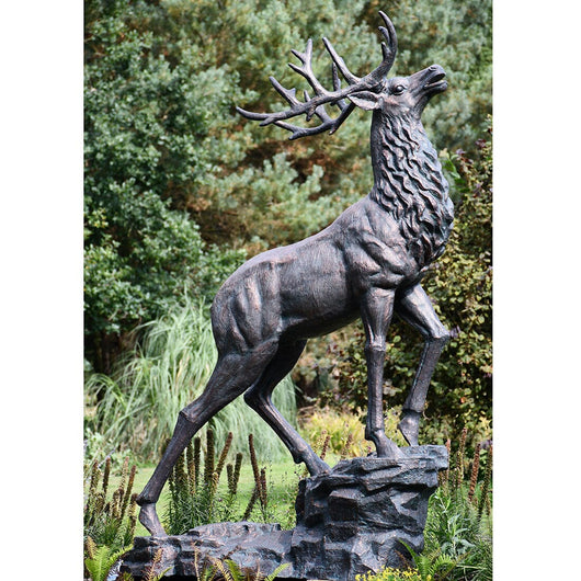 Extra Large Stag on Stone Sculpture Garden Sculptures Candle and Blue