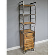 Industrial Style Narrow Wood & Metal Bookcase