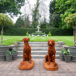 Pair of Life Size Gun Dog Garden Sculptures Garden Sculptures Candle and Blue Interiors