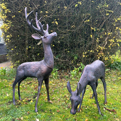 Set 2 Large Garden Deer Metal Sculptures Garden Sculptures Candle and Blue Interiors