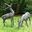 Set Small Garden Deer Sculptures Antique Bronze Finish Garden Sculptures Candle and Blue Interiors