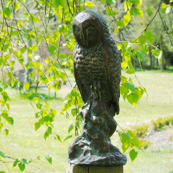 Small Barn Owl Garden Ornament Garden Sculptures Candle and Blue