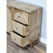 Small Industrial Style Mango Wood Sideboard Rattan Sideboard Candle and Blue Interiors