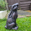 Small Metal Moon Gazing Hare Sculpture Garden Sculptures Candle and Blue Interiors