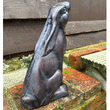 Small Metal Moon Gazing Hare Sculpture Garden Sculptures Candle and Blue Interiors