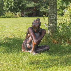 Small Sitting Girl Garden Sculpture Garden Sculptures Candle and Blue