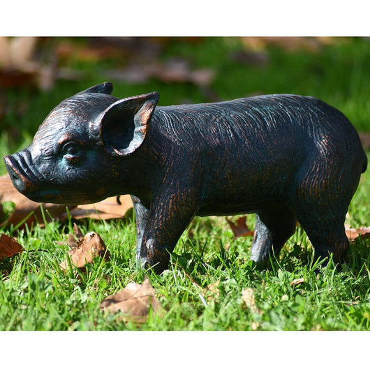 Small Standing Piglet Garden Ornament Garden Sculptures Candle and Blue
