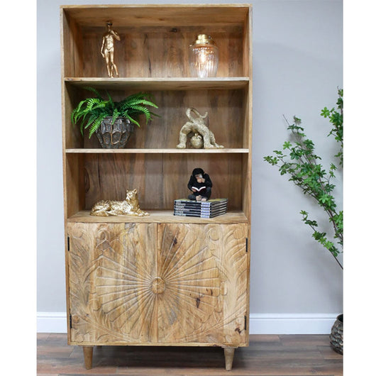 Tall Mango Wood Storage Display Cupboard Storage Candle and Blue Interiors