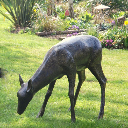 A Large Grazing Doe Garden Sculpture Garden Sculptures Candle and Blue Interiors 