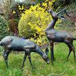 Dark verdigris Pair of Small Deer Garden Sculptures Garden Sculptures Candle and Blue