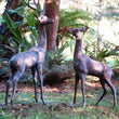 Extra Large Deer Statues Pair Garden Sculptures Candle and Blue