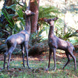 Extra Large Deer Statues Pair Garden Sculptures Candle and Blue
