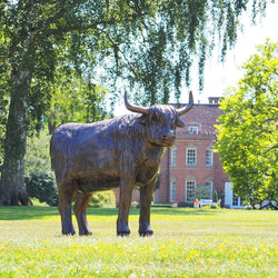 Fluffy Highland Cow Lawn Garden Statue - Charlie Garden Sculptures Candle and Blue Interiors