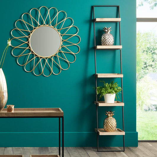 Gallery Minimalist Wooden Display Ladder Storage Candle and Blue Interiors