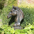 Graceful Horse Head Metal Statue Garden Sculptures Candle and Blue Interiors