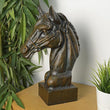 Graceful Horse Head Metal Statue Garden Sculptures Candle and Blue Interiors