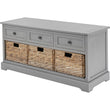 Grey 3 Drawers/3 Basket Hallway Seat Storage Chest of Drawers Candle and Blue Interiors