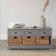 Grey 3 Drawers/3 Basket Hallway Seat Storage Chest of Drawers Candle and Blue Interiors