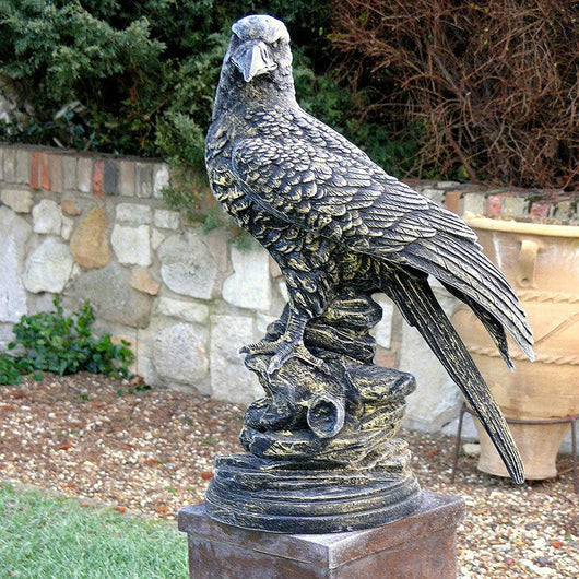 Large Eagle Standing On Rock Garden Sculpture Garden Sculptures Candle and Blue