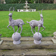Large Garden Stag Finials Cast Iron Garden Sculptures Candle and Blue