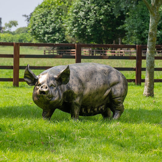Large Sow Standing Garden Sculpture Garden Sculptures Candle and Blue