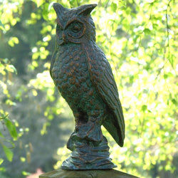 Long Eared Owl Metal Garden Sculpture Garden Sculptures Candle and Blue