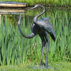 Love Cranes Pair Garden Ornaments Garden Sculptures Candle and Blue