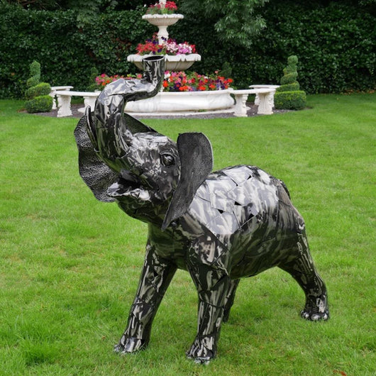 Metal Baby Elephant Sculpture Garden Sculptures Candle and Blue Interiors