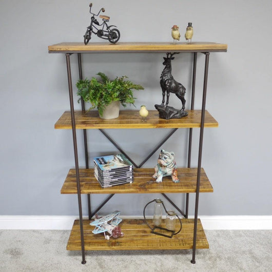 Modern Metal & Wood Shelving Unit Industrial Style Candle and Blue Interiors