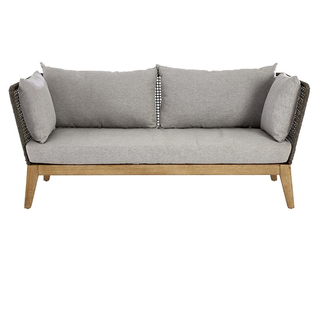 Nordic Style 3 Seat Grey Conservatory Rope Sofa Candle and Blue
