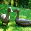 Pair of Ducks Garden Ornament Garden Sculptures Candle and Blue