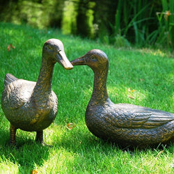Pair of Ducks Garden Ornament Garden Sculptures Candle and Blue