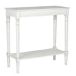 Rustic French Style White Console Table With Shelf End Tables Candle and Blue Interiors