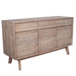 Sand Wash Acacia Wood 3 Door 3 Drawer Sideboard - Kalmar Sideboard Candle and Blue Interiors