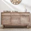 Sand Wash Acacia Wood 3 Door 3 Drawer Sideboard - Kalmar Sideboard Candle and Blue Interiors