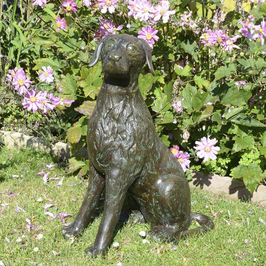 Sitting Dog Garden Statue Garden Sculptures Candle and Blue Interiors