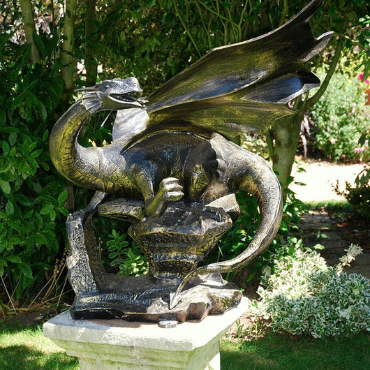 Small Metal Garden Dragon Sculpture Garden Sculptures Candle and Blue Interiors