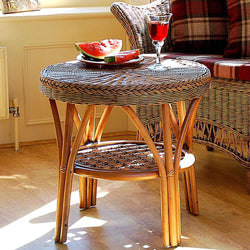 Small Round Conservatory Coffee Table Specs Candle and Blue