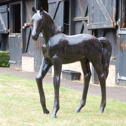 Standing Life Size Foal Garden Statue Garden Sculptures Candle and Blue