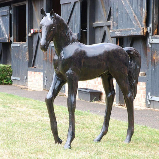 Standing Life Size Foal Garden Statue Garden Sculptures Candle and Blue