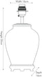 Line drawing of a lamp with dimensions labeled JW72 butterfly 
