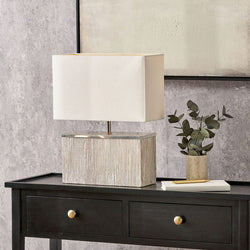 Hayley Small Grey Wash Wooden Table Lamp Lighting Candle and Blue 