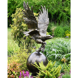 Large Eagle on Metal Ball Garden Sculpture Garden Sculptures Candle and Blue 