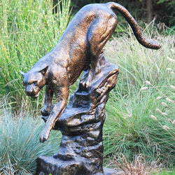 Metal Garden Cougar Pounce Sculpture