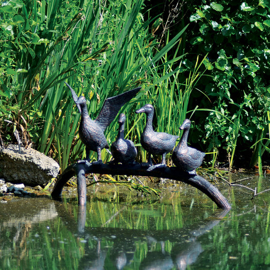Metal Resting Ducks Garden Sculpture