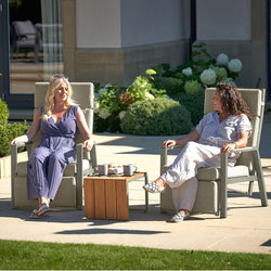 Stockholm Limestone Outdoor Recliner Set Garden Furniture Candle and Blue 