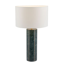 Tall Green Marble Table Lamp & Cotton Shade Lighting Candle and Blue 