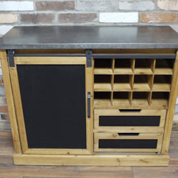Wooden Wine Cupboard with Blackboard Detail
